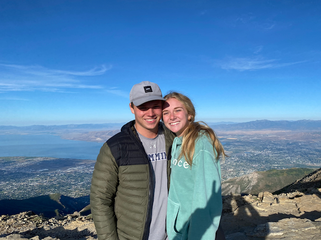 My wife and I atop mount timpanogos